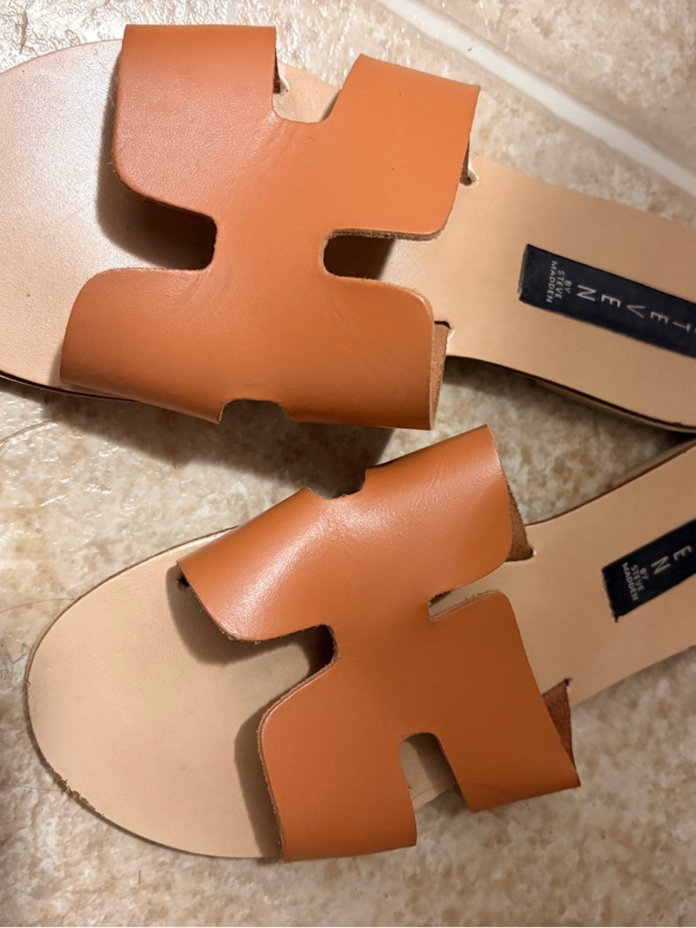 Steve Madden Tan Cutout Slide Sandals